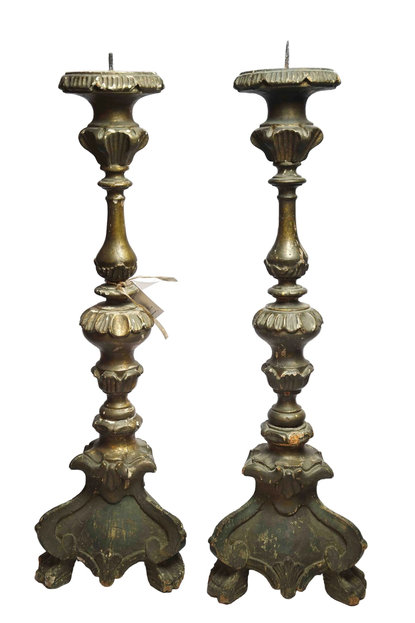18th Century Italian Carved Pricket Pair