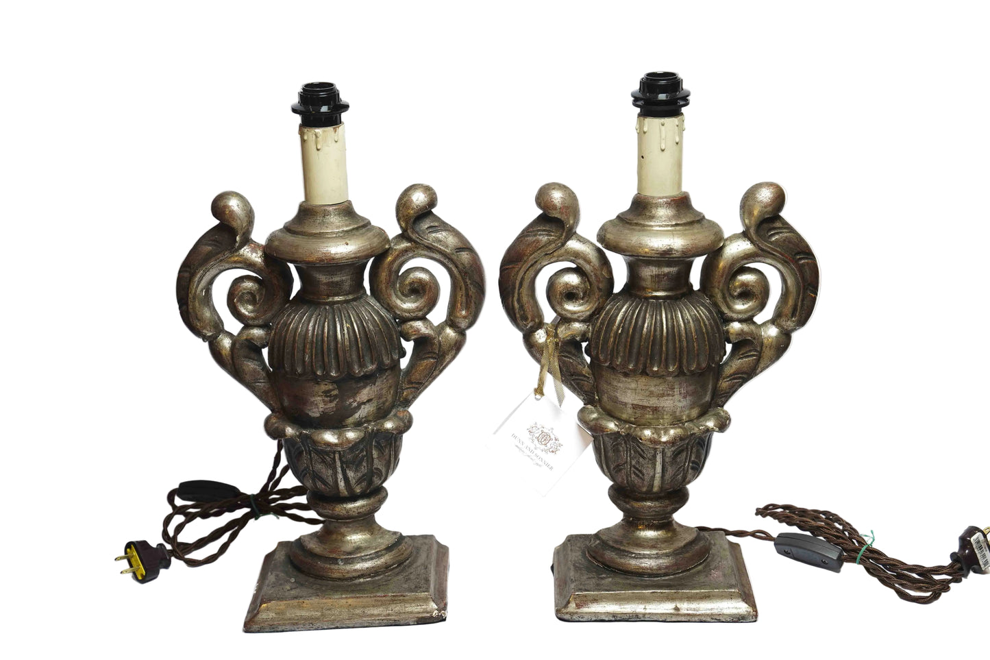 Silver Palmette Lamps Pair