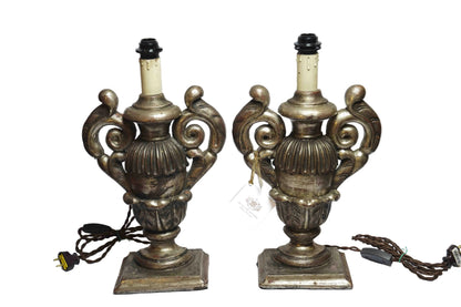 Silver Palmette Lamps Pair