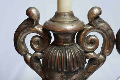 Silver Palmette Lamps Pair
