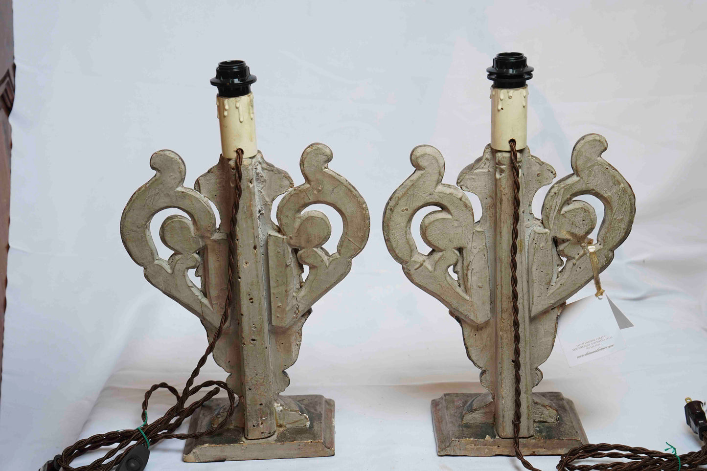 Silver Palmette Lamps Pair