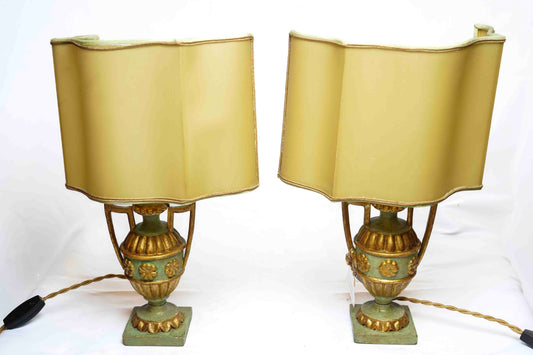 Green Urn Lamps Pair