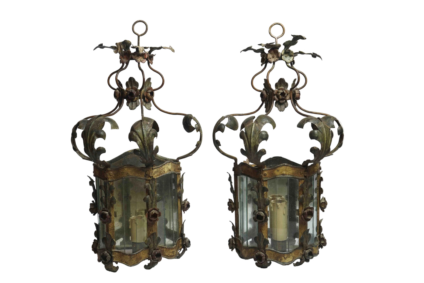 Italian Tole Carriage Lights Pair