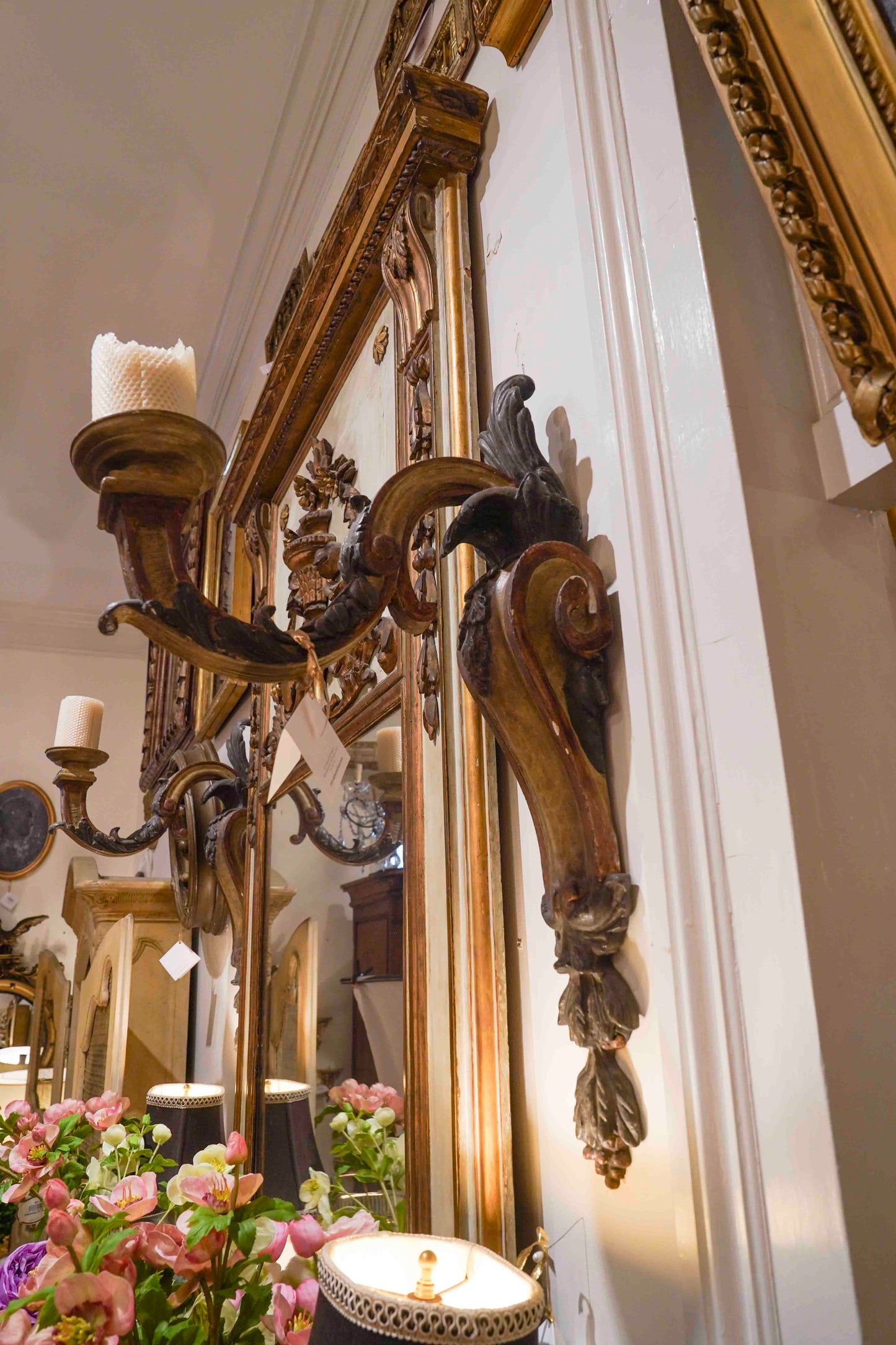 Italian Painted Candle Sconce Pair
