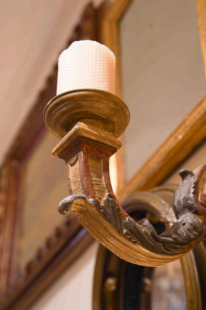 Italian Painted Candle Sconce Pair