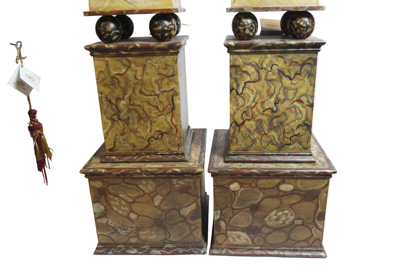 20th Century Faux Painted Obelisk Pair
