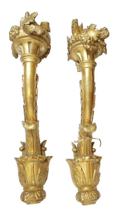 Italian Giltwood Cornucopia Arm Sconces Pair