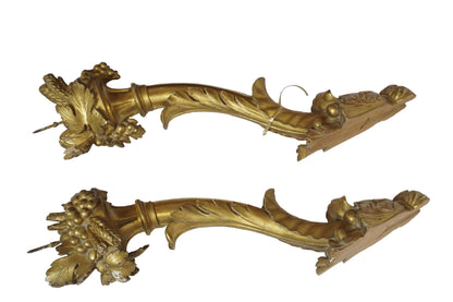 Italian Giltwood Cornucopia Arm Sconces Pair