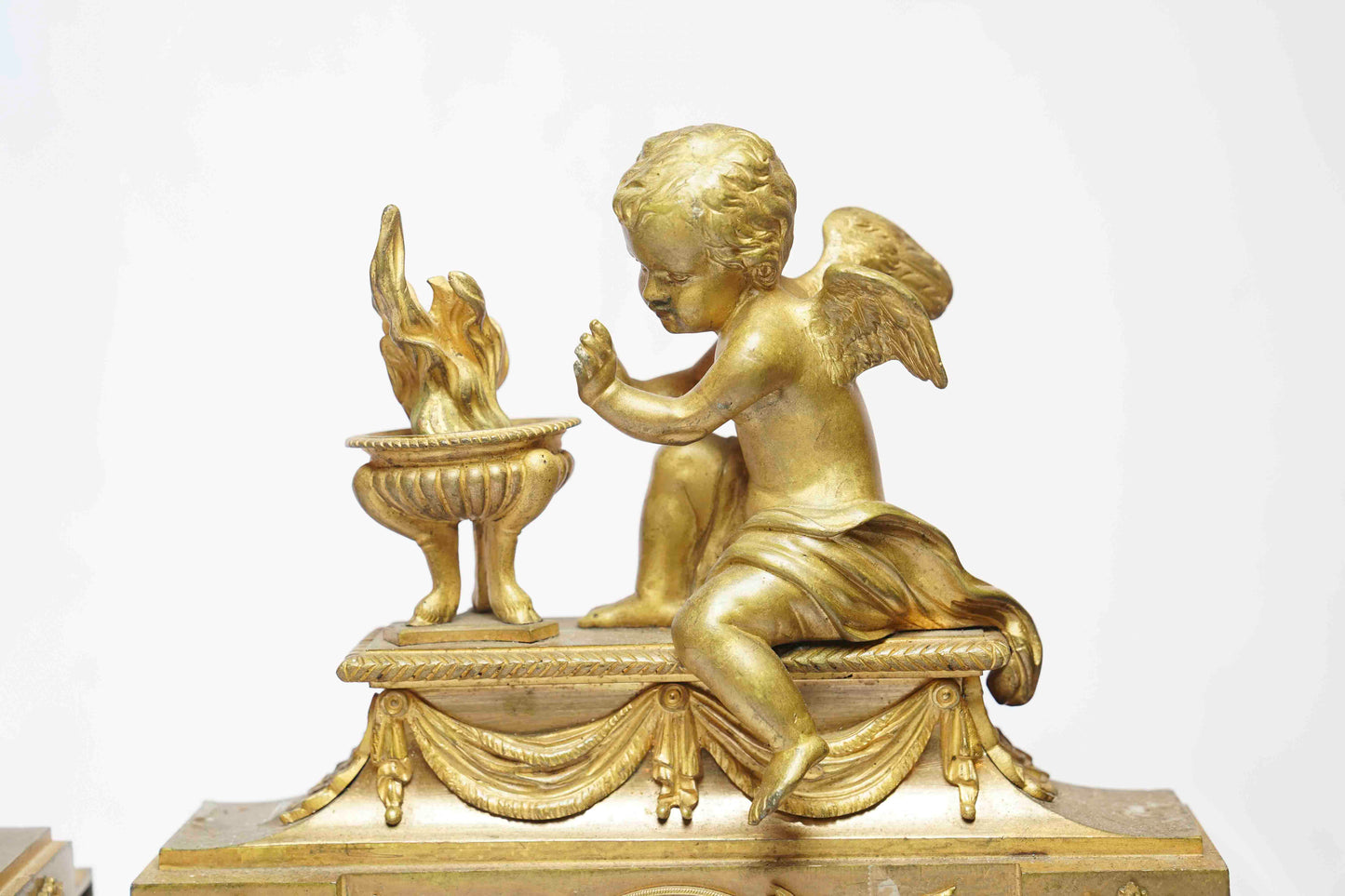 French Gilt Bronze Fireplace Chenet Pair