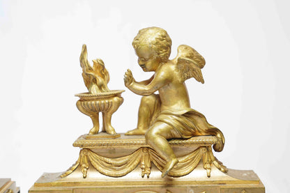 French Gilt Bronze Fireplace Chenet Pair
