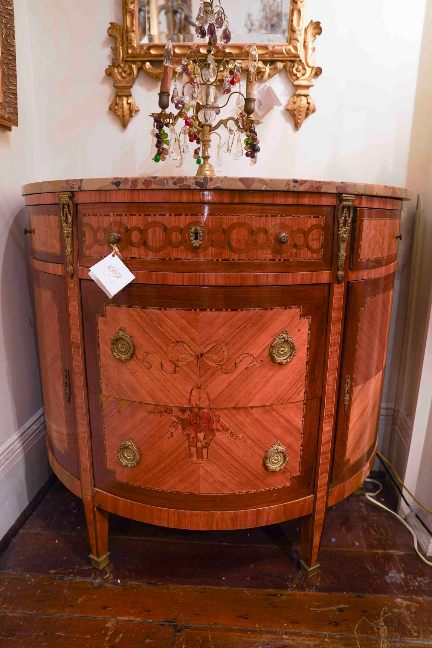 Louis XVI Inlaid Demilune Commode