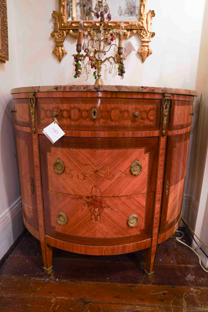 Louis XVI Inlaid Demilune Commode