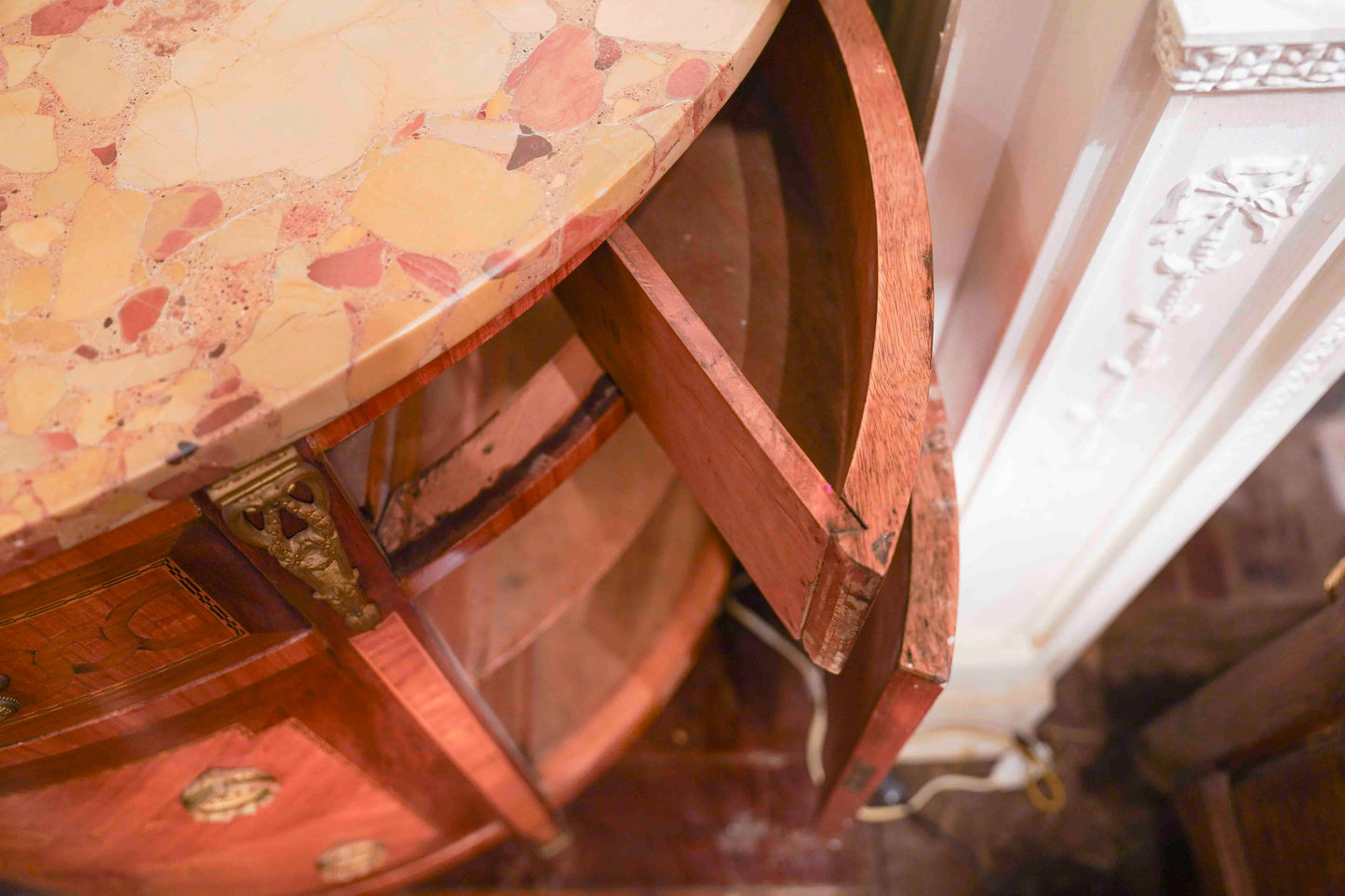 Louis XVI Inlaid Demilune Commode