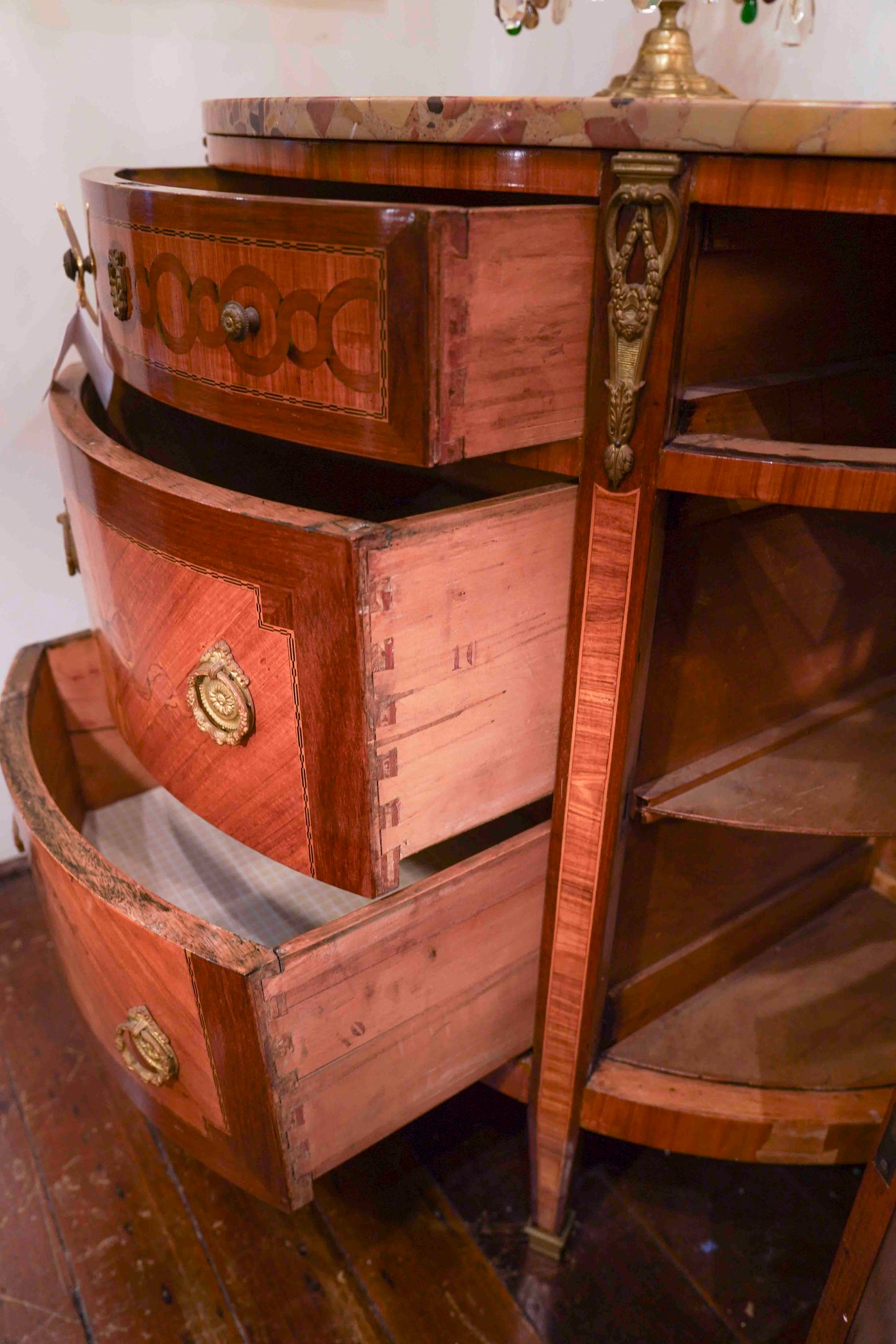 Louis XVI Inlaid Demilune Commode