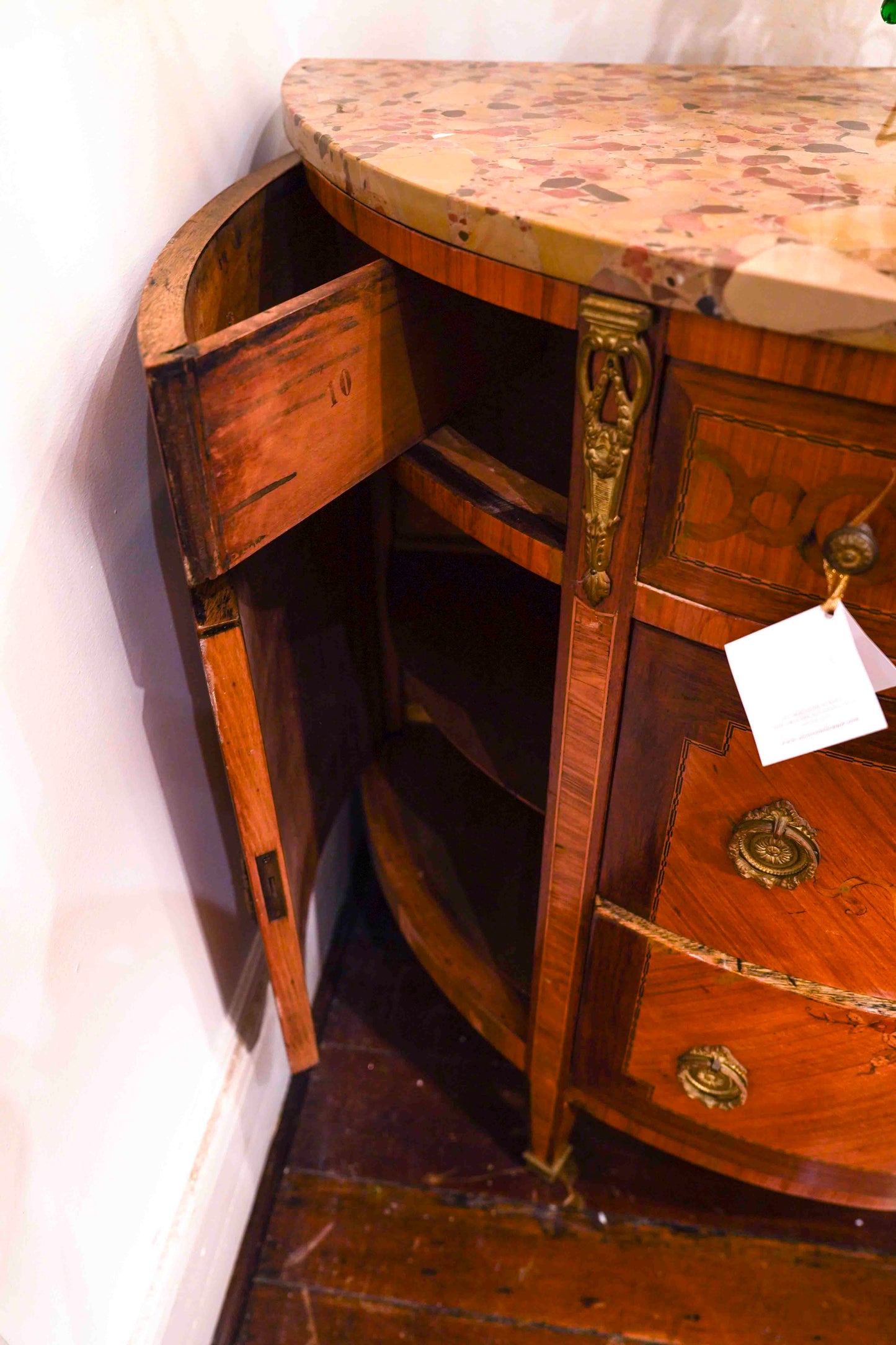 Louis XVI Inlaid Demilune Commode