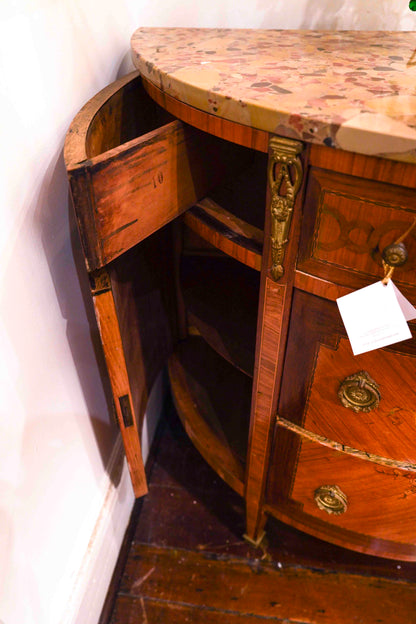 Louis XVI Inlaid Demilune Commode