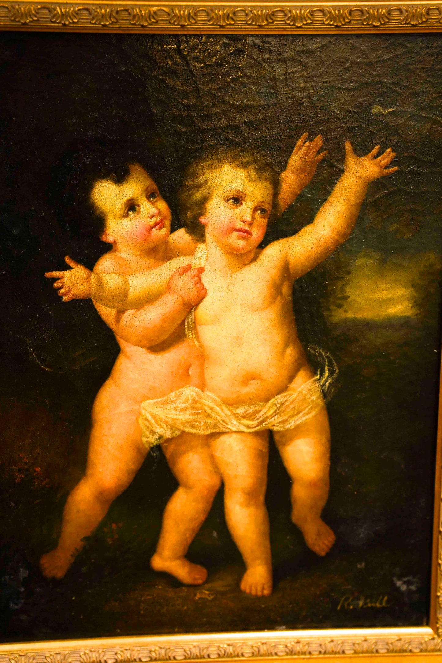 Two Cherubs with Butterfly Painting