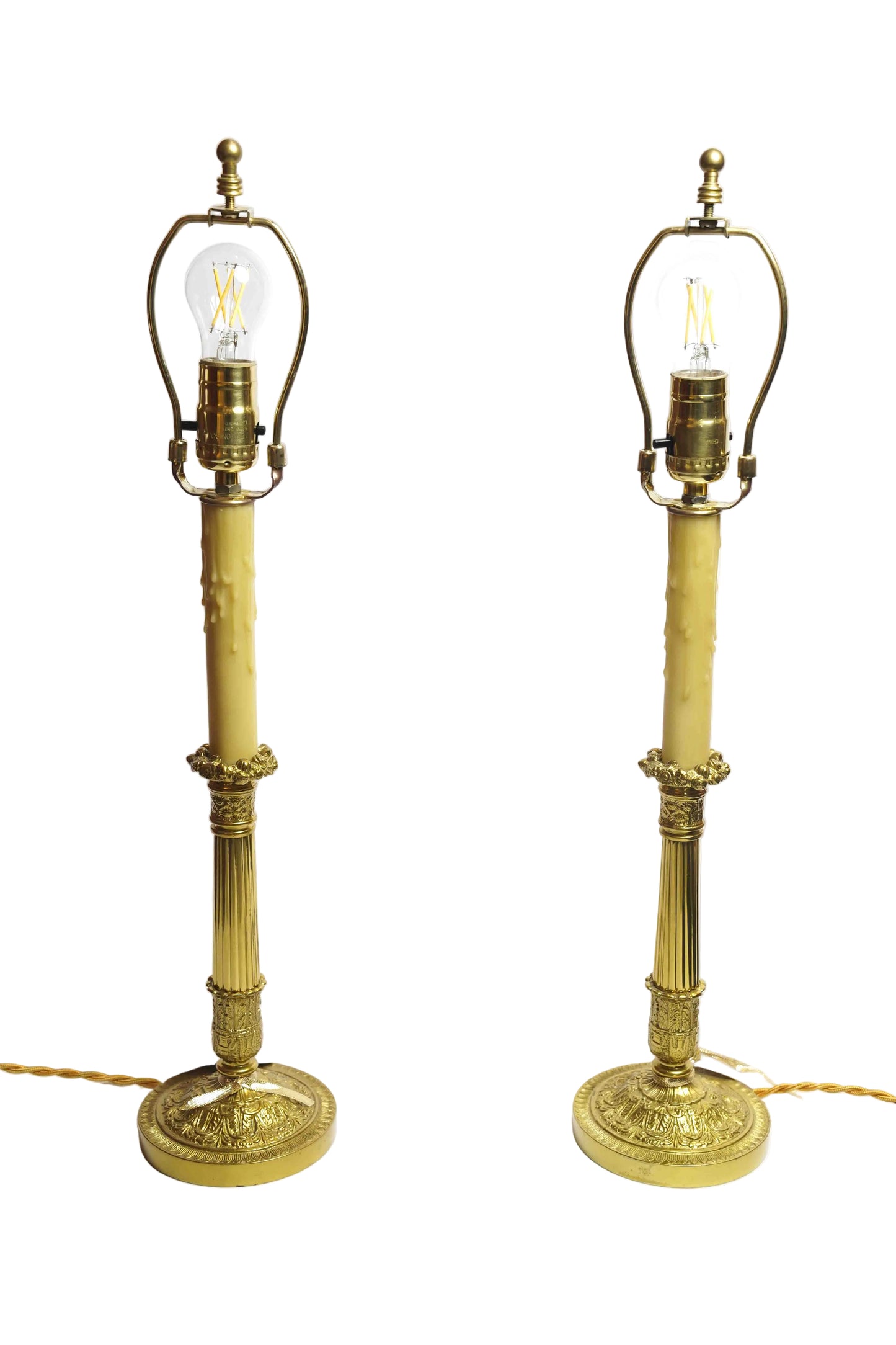 Gilt Candlesticks with Shades