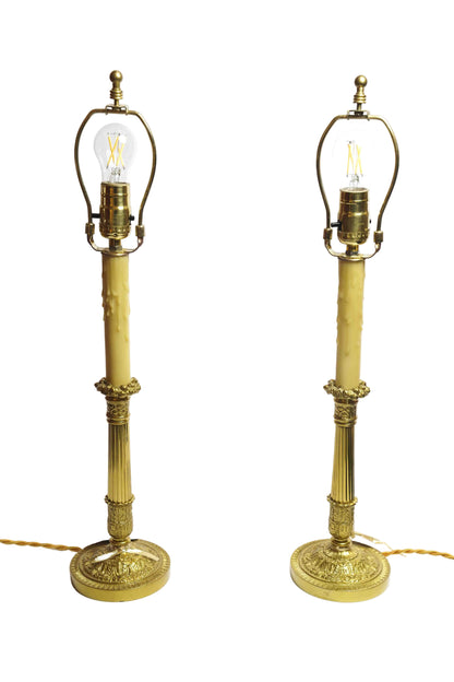 Gilt Candlesticks with Shades