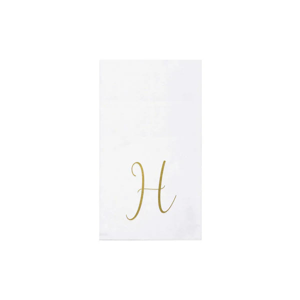 Papersoft Napkins Gold Monogram Guest Towels - H (Pack of 20)