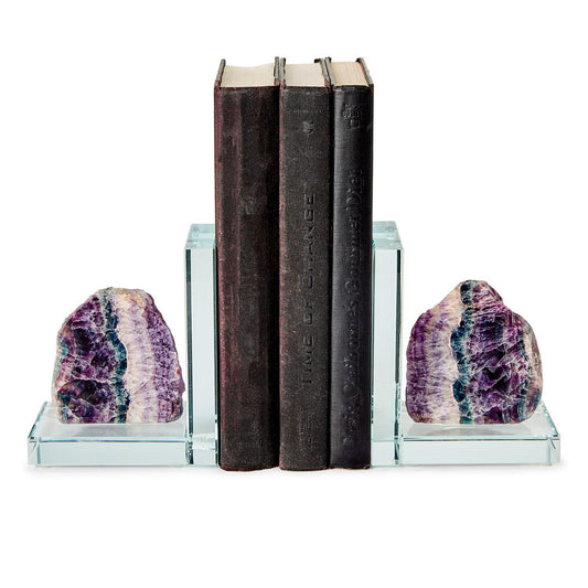 S2 Fluorite Quartz Crystal Bookends