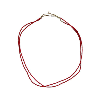 White Heart Glass Bead Red: Large