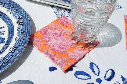 Blood Orange Toile Cocktail Napkins