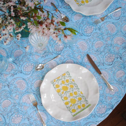 Yellow Floral Paper Guest Napkins Block-Print Daffodil