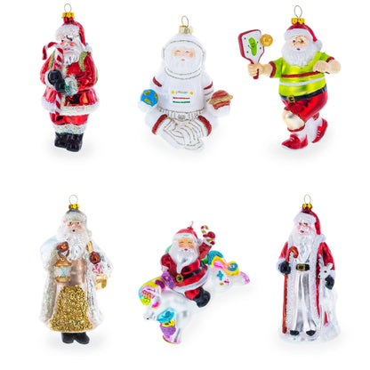 Santa Riding Seahorse Glass Ornament