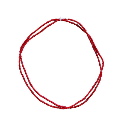 White Heart Glass Bead Red: Large