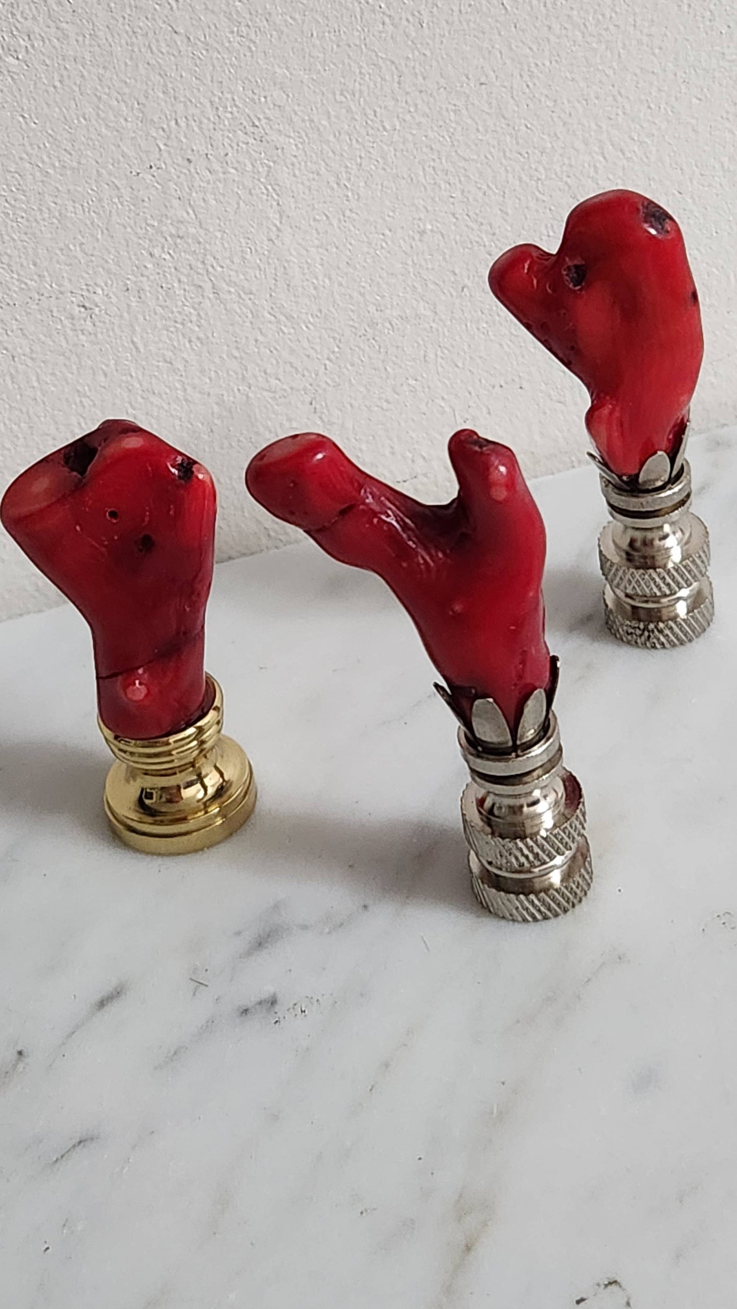 Red Coral Lamp Finial, Small: Gold
