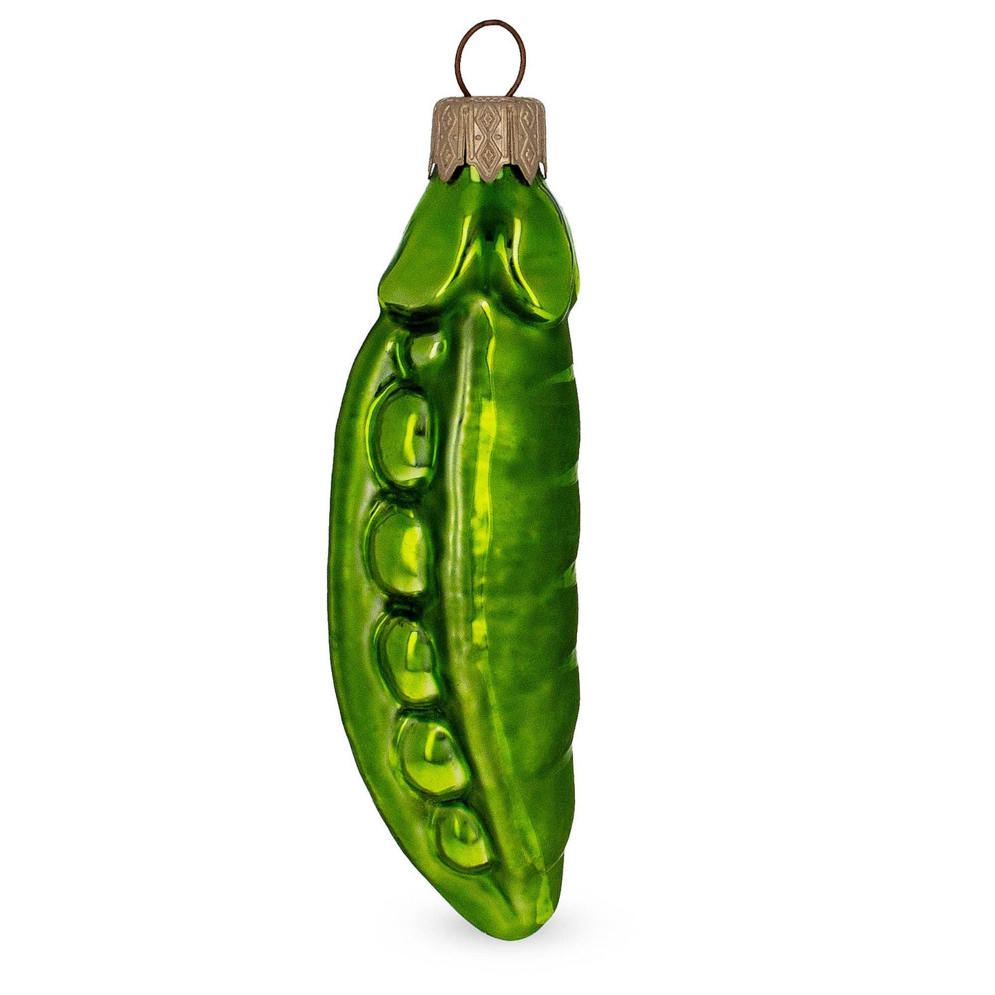Green Pea Pod Glass Ornament