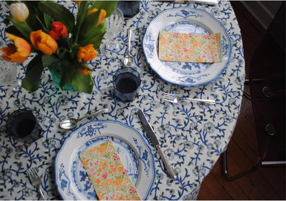 Tulips and Daffodils Spring Floral Block-Print Paper Guest Napkins