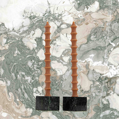 Bamboo Taper Beeswax Candles - A Pair: Jasper Green