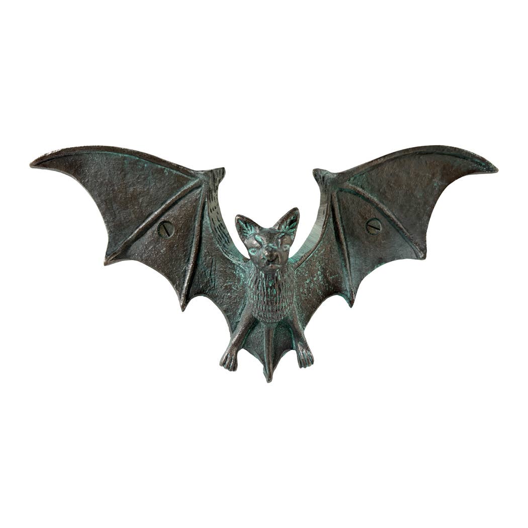 NEW-Cast Iron Verdigris-Style Bat Wall Hook | Wall Organizer