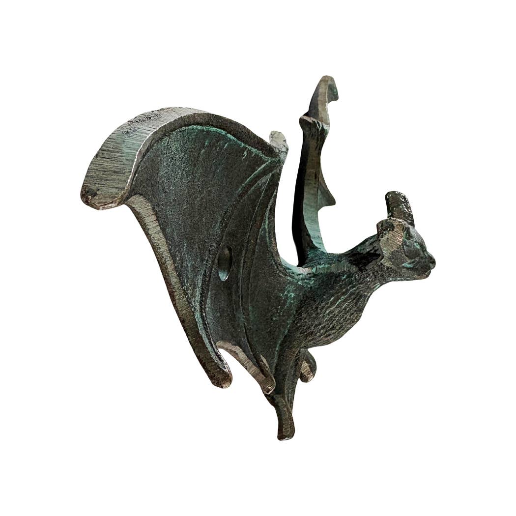 NEW-Cast Iron Verdigris-Style Bat Wall Hook | Wall Organizer
