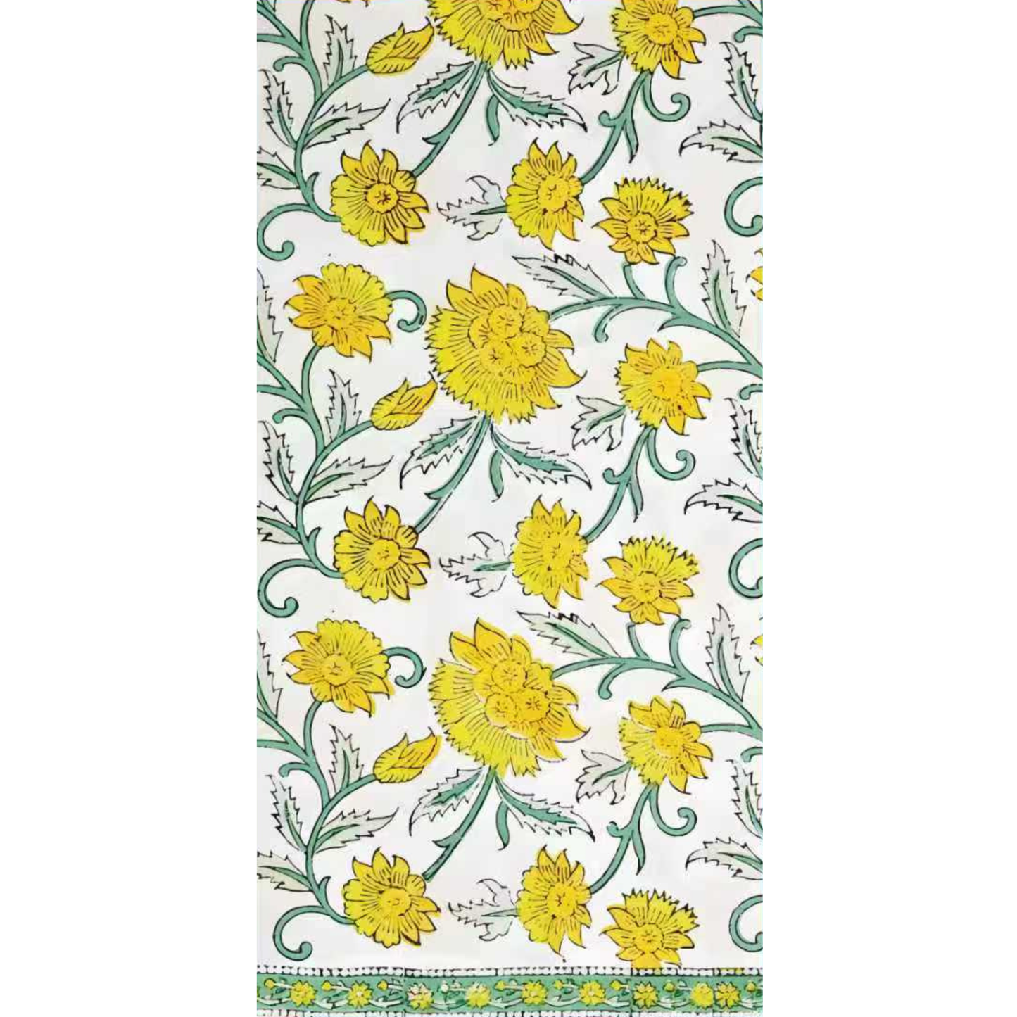 Yellow Floral Paper Guest Napkins Block-Print Daffodil