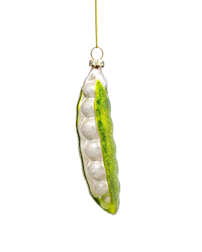 Green Pea Pod Christmas Ornaments Kitsch Unique Glass