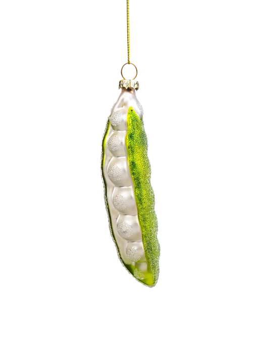 Green Pea Pod Christmas Ornaments Kitsch Unique Glass