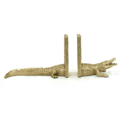 Gold Alligator Bookends Set of 2