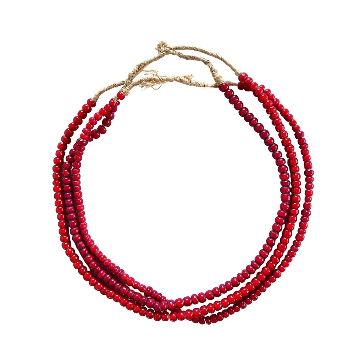 White Heart Glass Bead Red: Large