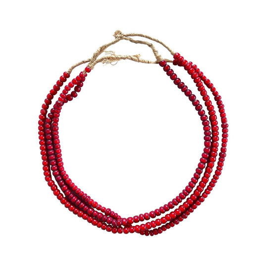 White Heart Glass Bead Red: Large