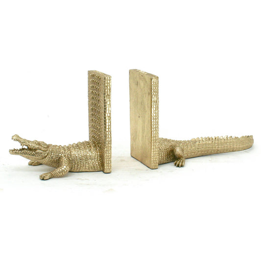 Gold Alligator Bookends Set of 2