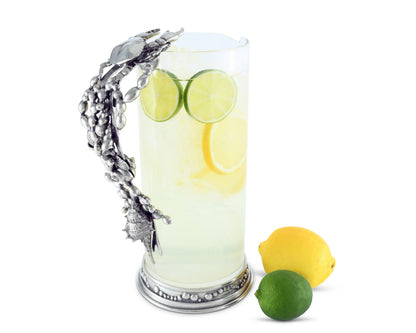 Glass Pitcher Pewter Marine Life Handle