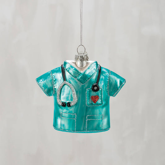 Glass Nurse Scrubs Ornament