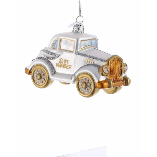 4.5"NOBLE GEMS GLASS WEDDING CAR ORNAMENT