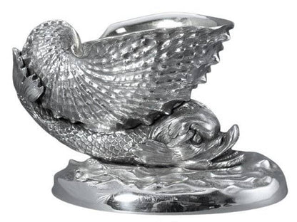 Dolphin Salt with Silver Plate Spoon 3.5" x 2.5" x 2.75"