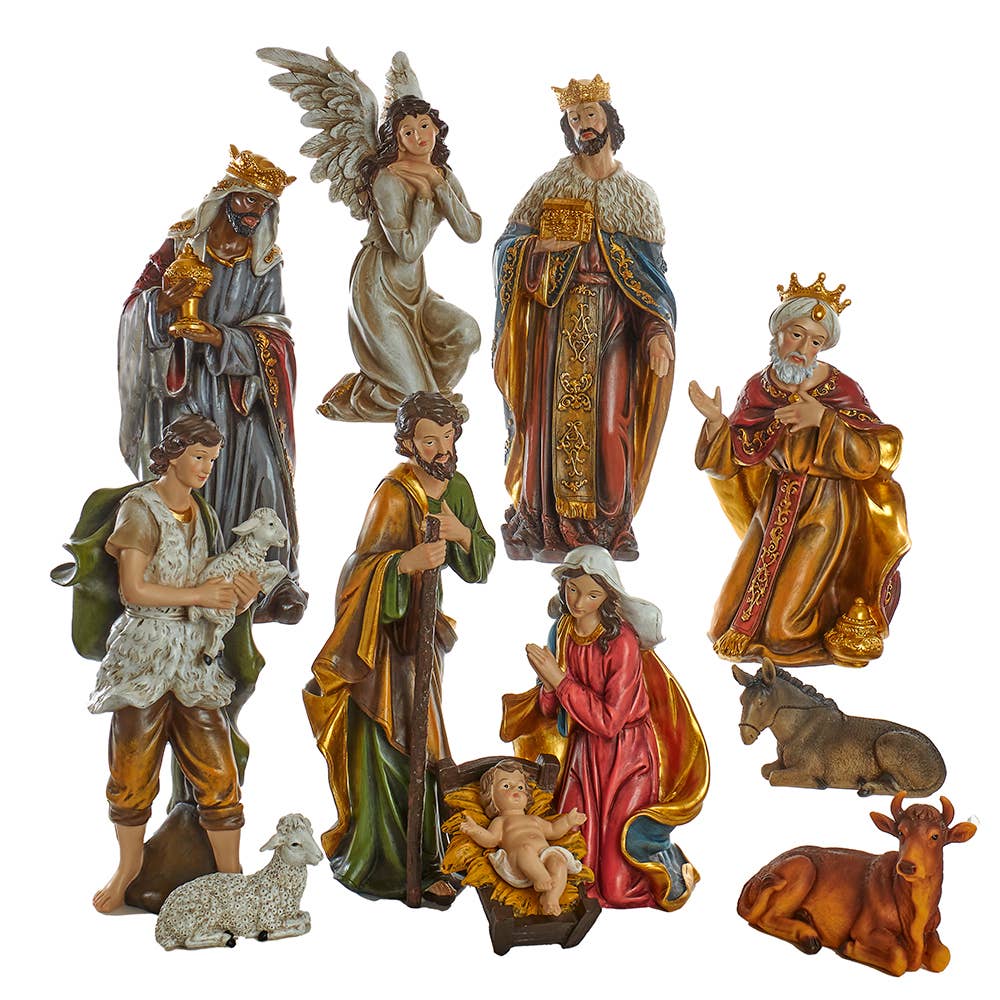 15"RESIN NATIVITY TABLEPIECE SET 11PCS