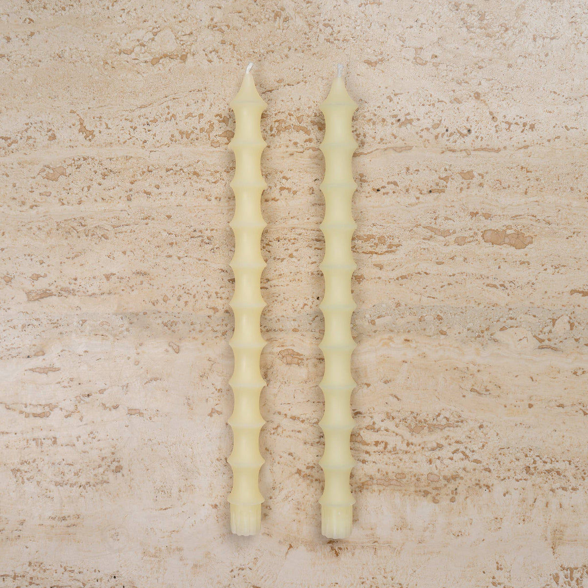 Bamboo Taper Beeswax Candles - A Pair: Alabaster White
