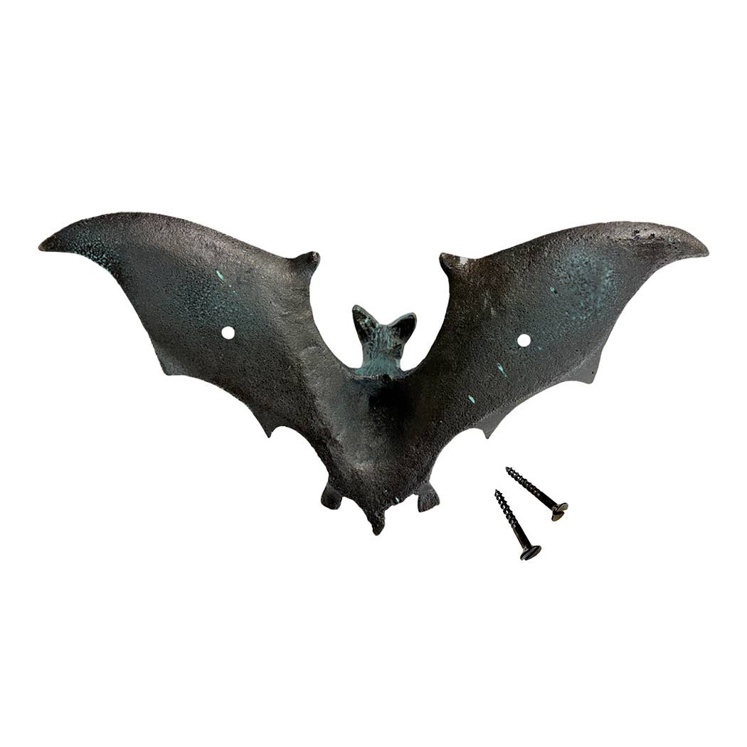 NEW-Cast Iron Verdigris-Style Bat Wall Hook | Wall Organizer